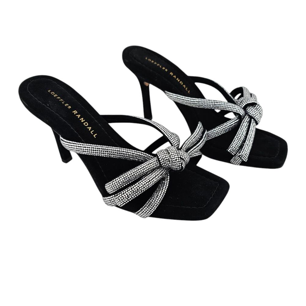 Loeffler Randall Margi Bow Crystal Embellished Heel Sandal Size 6 Black